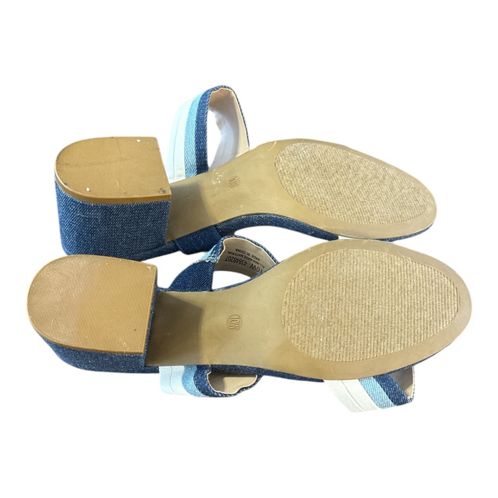 Est. 1946 Denim Sandals with Striped Design, Size 10 Wide, Blue and White - Picture 5 of 5